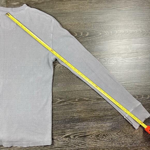 Aeropostale Y2K Waffle Distressed Long Sleeve Henley Gray 2000s VTG Gray Skater - Picture 8 of 13